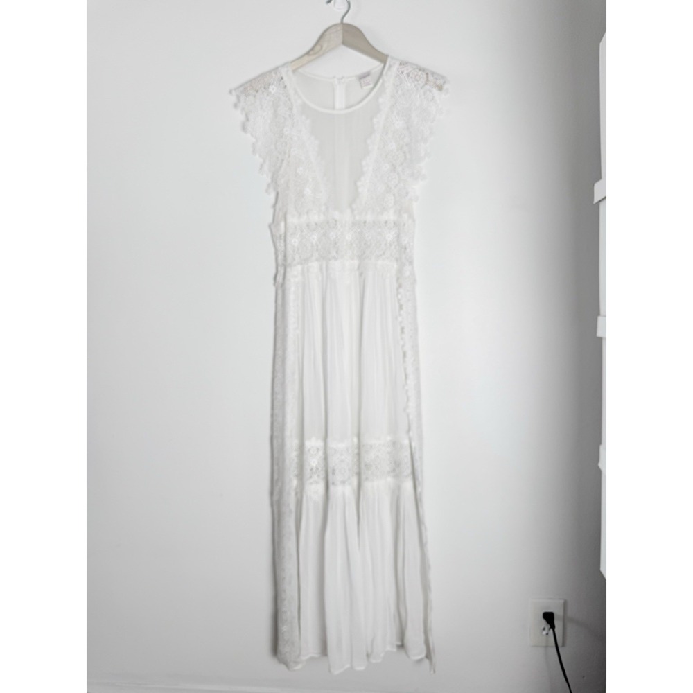 Sundance Vtg Maxi Dress Womens S 4 Boho Lace Tiered Festival Bridal Cottagecore